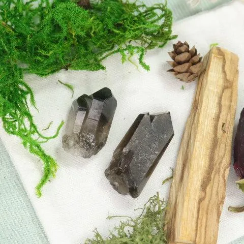 Brazilian Smoky Quartz Crystal Points Set for Grids