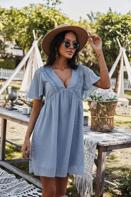 Solid Short Sleeve Dress