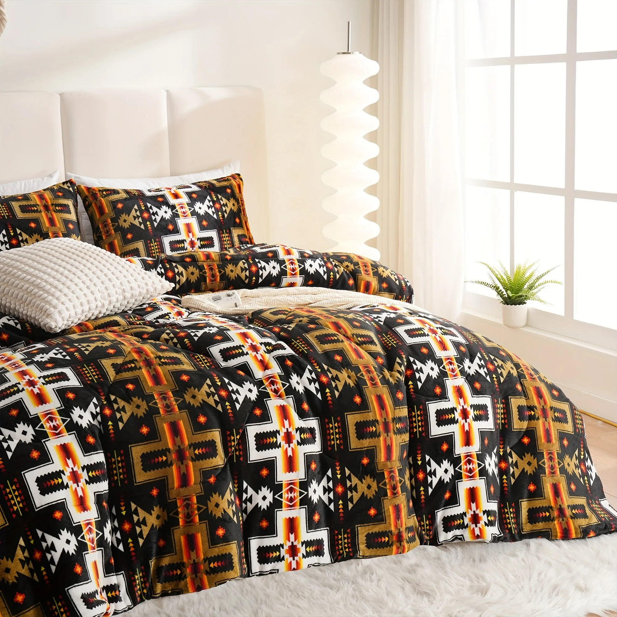 Fashion Comforter Set with Geometric Print