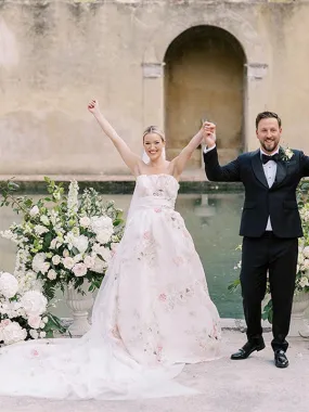 Strapless A-line Wedding Dress with Floral Details