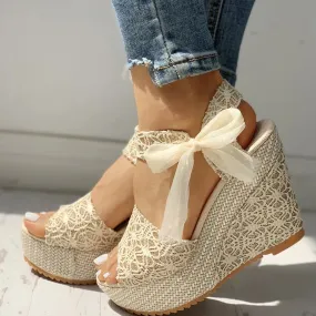 Stylish Summer Lace Wedge Heels Women