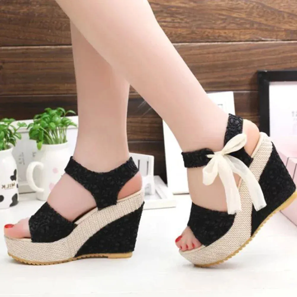 Stylish Summer Lace Wedge Heels Women