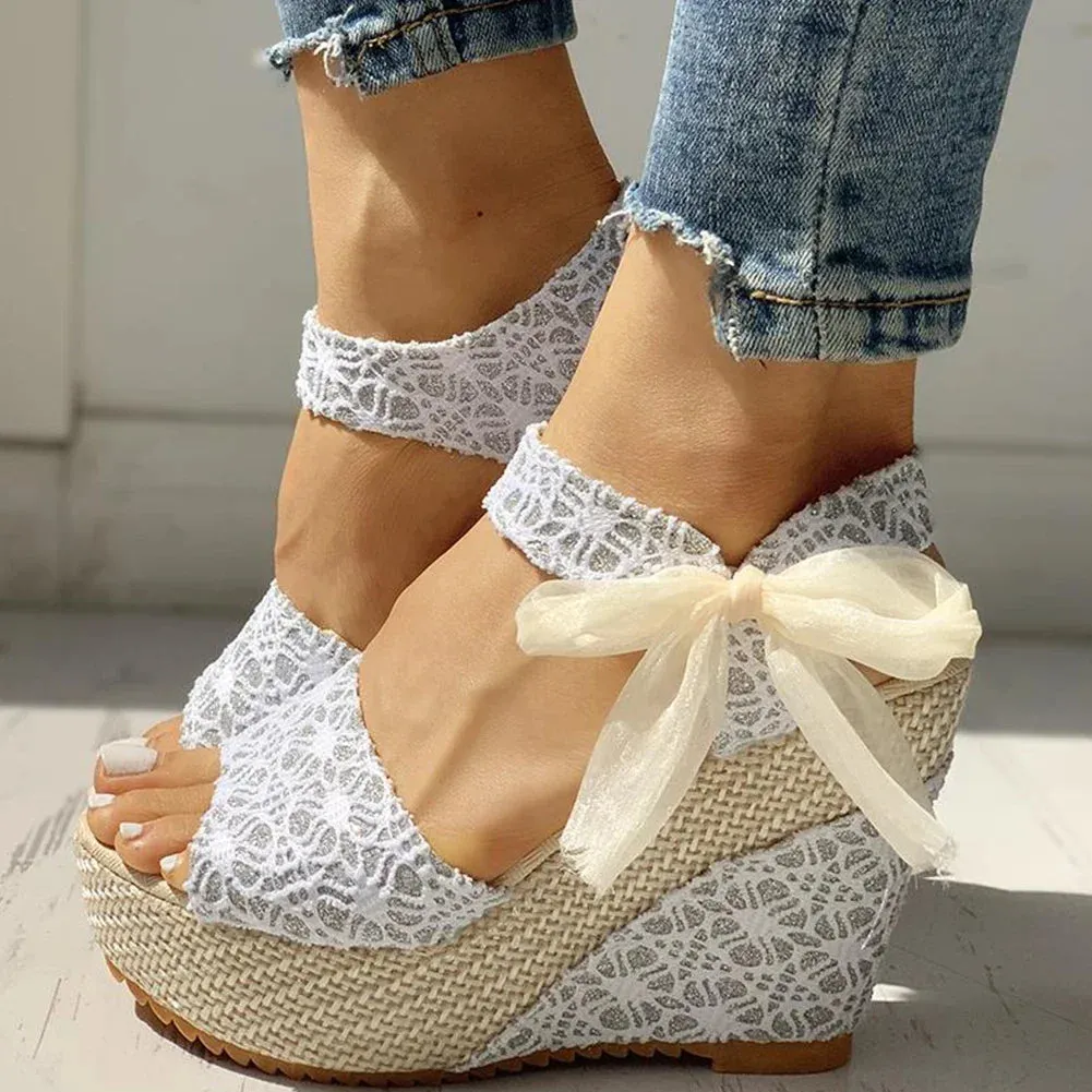 Stylish Summer Lace Wedge Heels Women