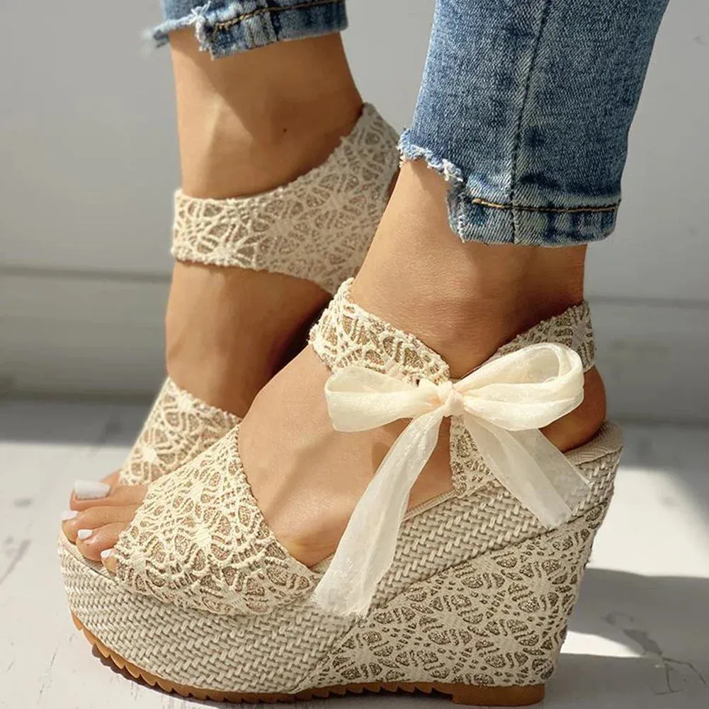 Stylish Summer Lace Wedge Heels Women