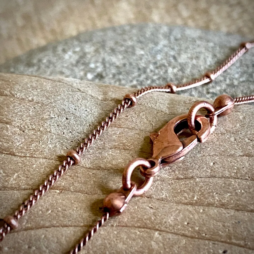 Tiny Hammered Copper Cross Necklace Satellite Chain