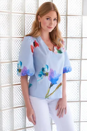 Sky Floral Tish Top Blue