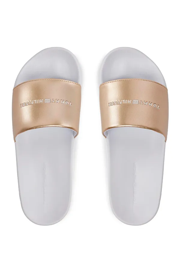 Tommy Hilfiger Women's Gold Logo Slides