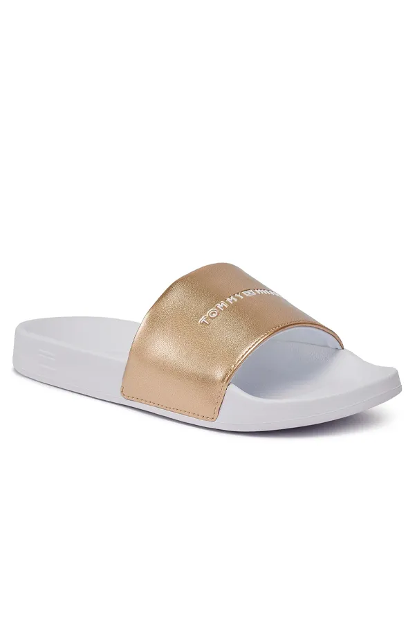 Tommy Hilfiger Women's Gold Logo Slides