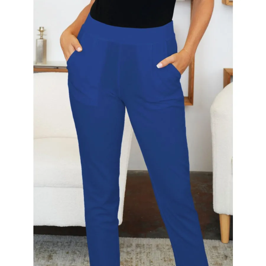 Trendy High Waist Skinny Pants with Pockets