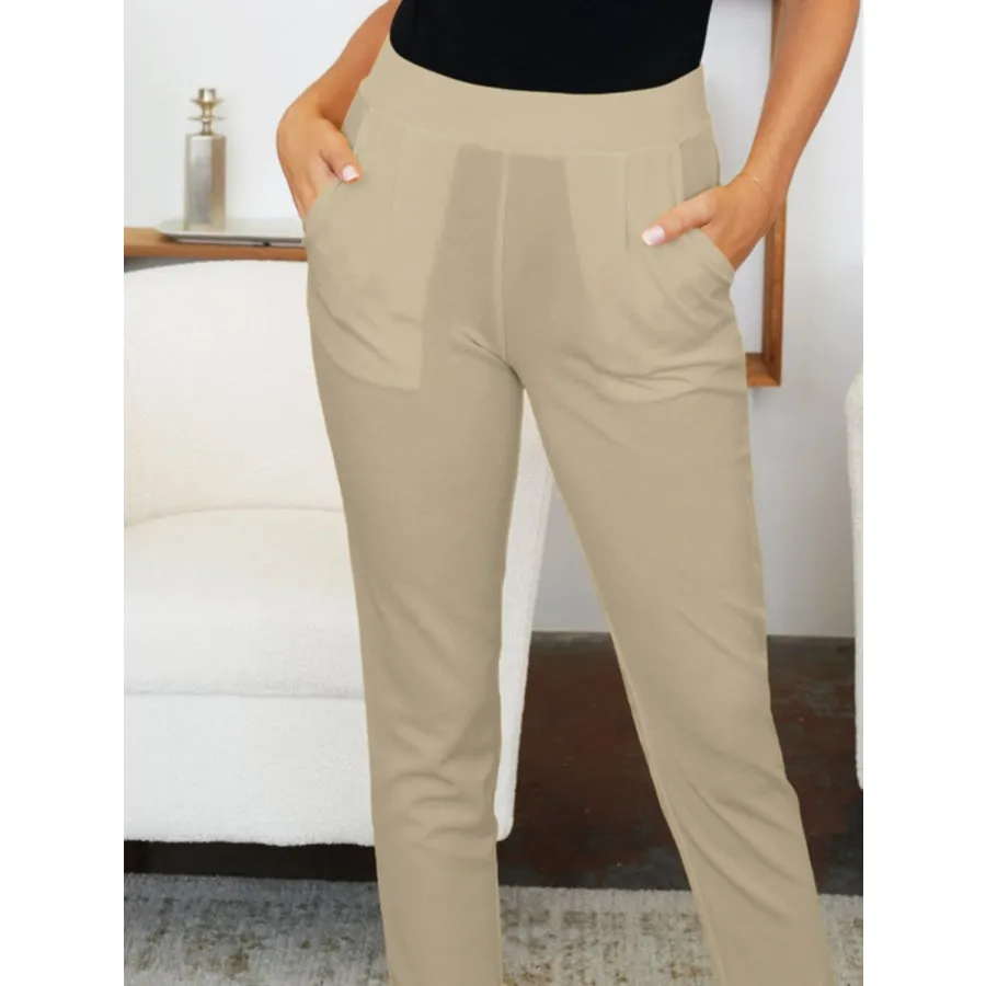 Trendy High Waist Skinny Pants with Pockets