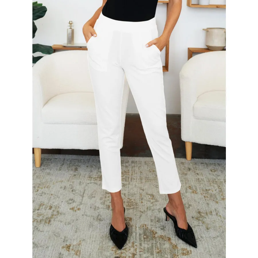 Trendy High Waist Skinny Pants with Pockets