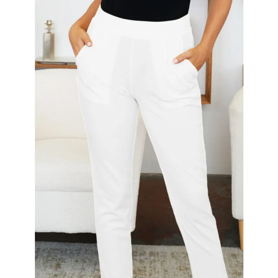 Trendy High Waist Skinny Pants with Pockets