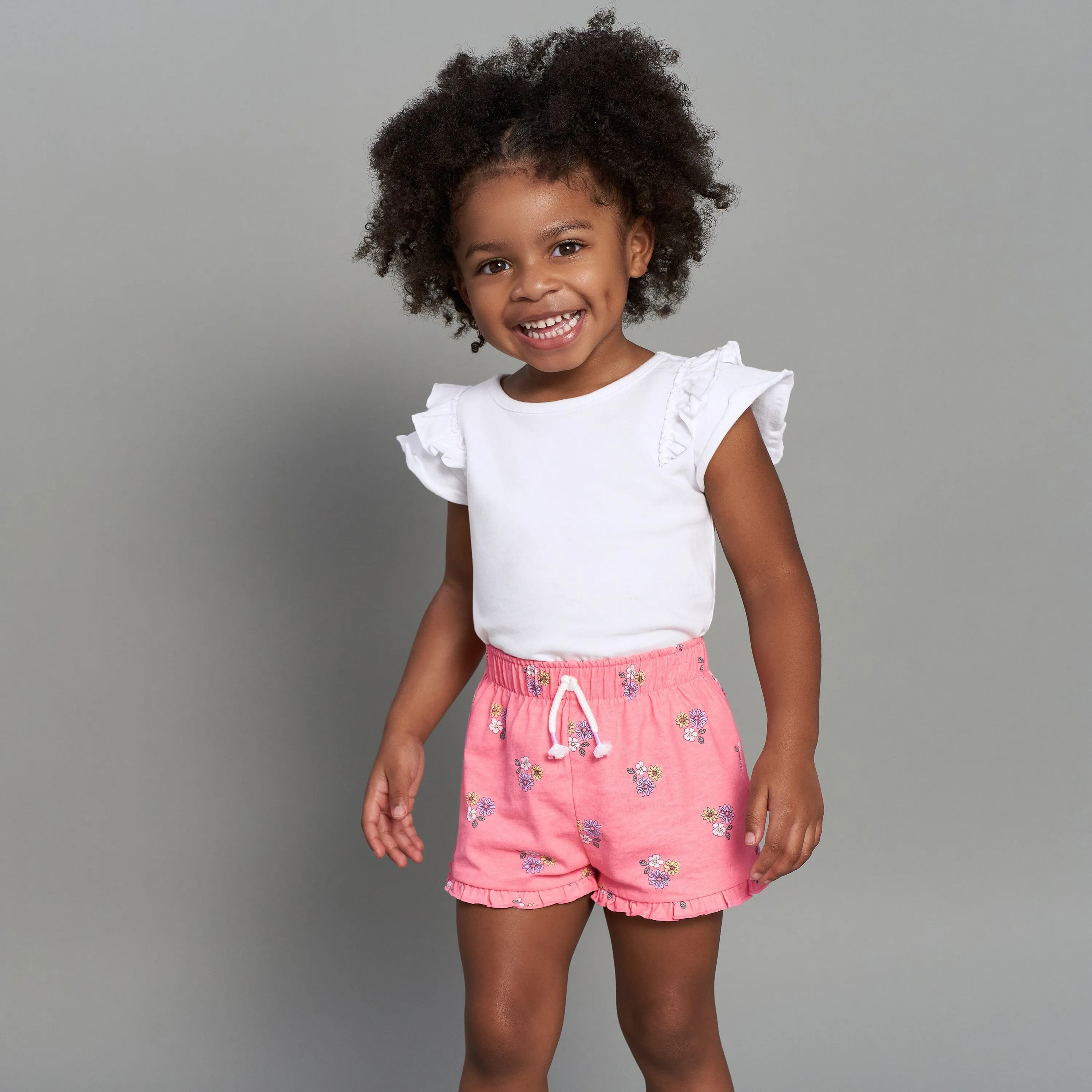 Two-Pack Double Ruffle Tops in Pink & White for Infant & Toddler Girls