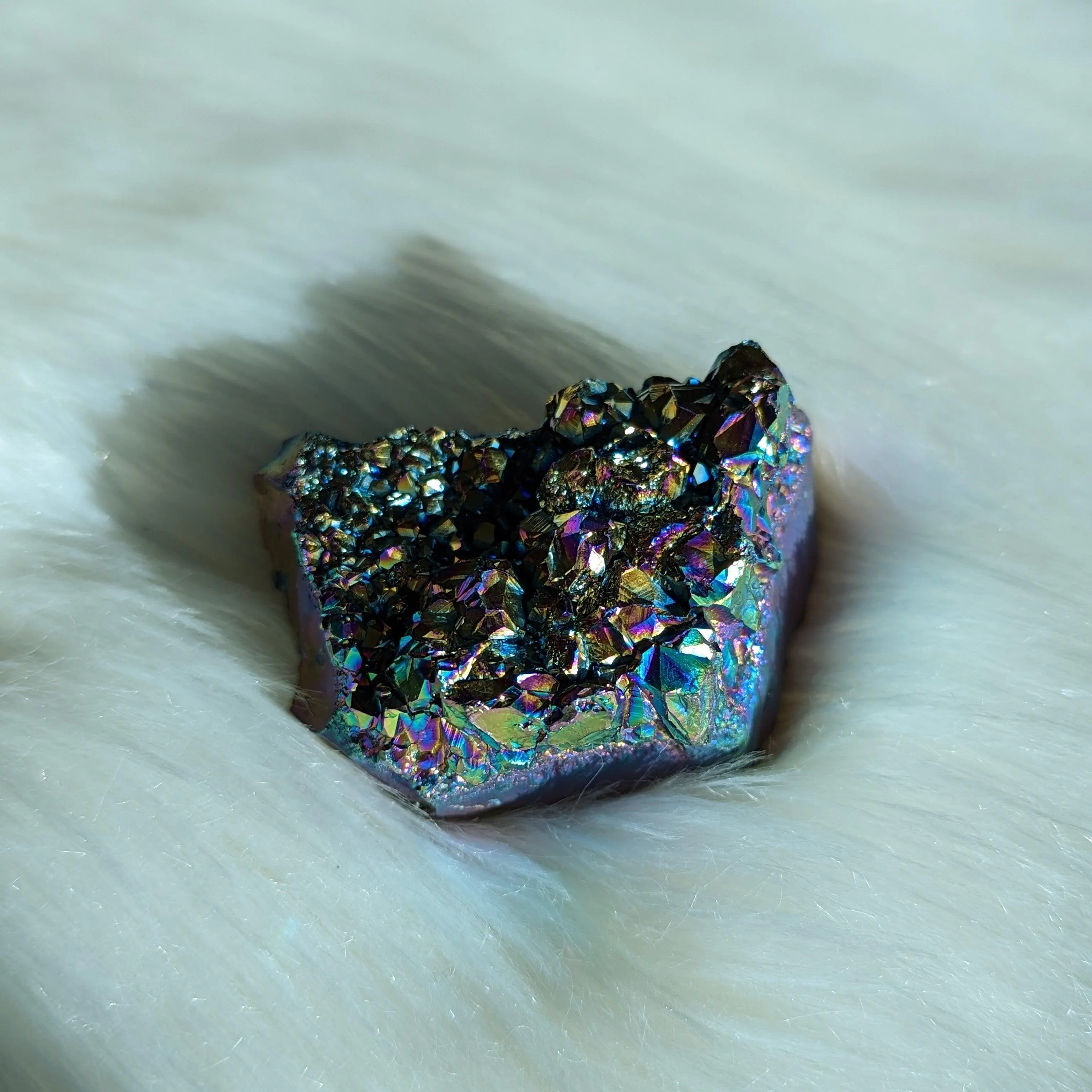 Vibrant Titanium Rainbow Aura Amethyst Cluster #12