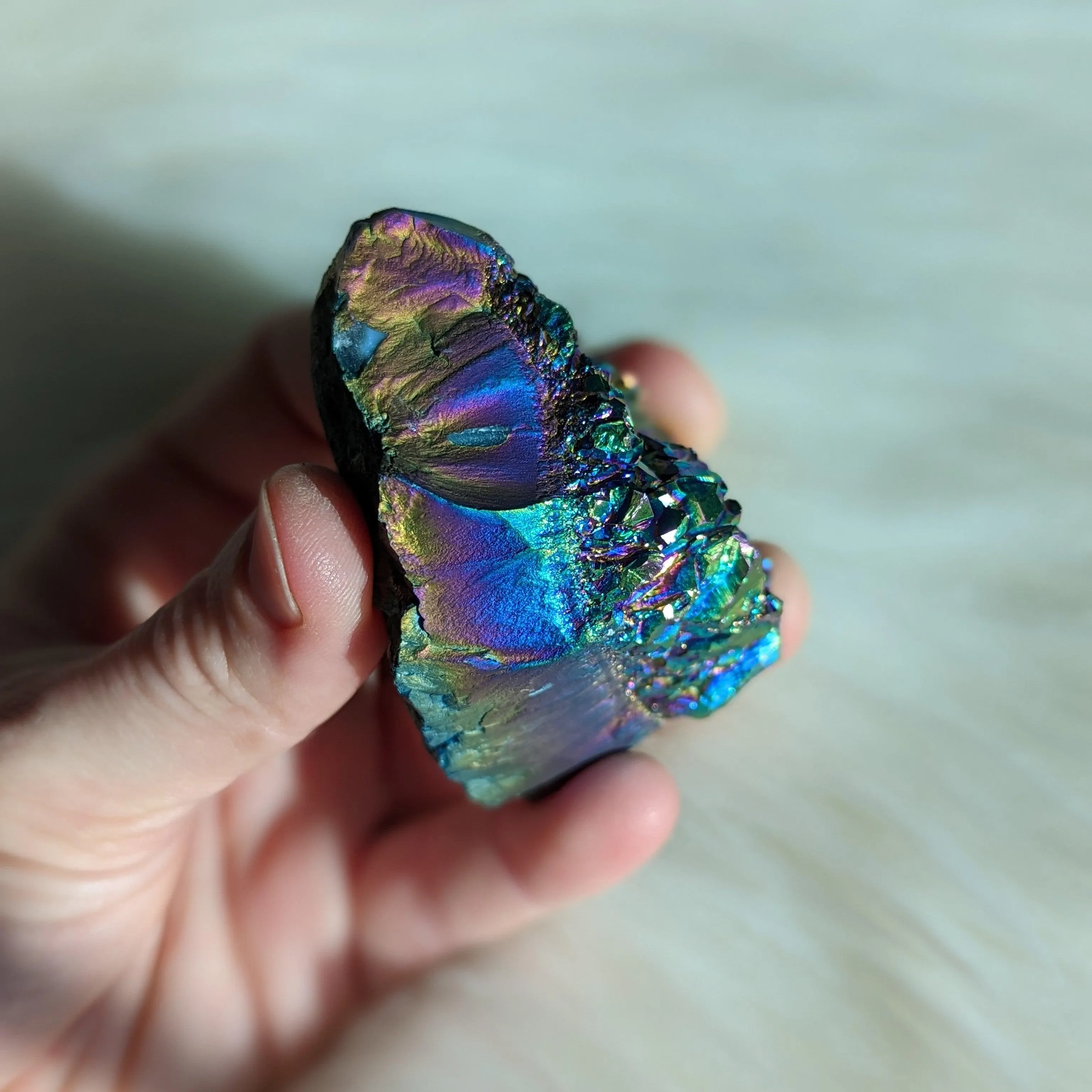 Vibrant Titanium Rainbow Aura Amethyst Cluster #12