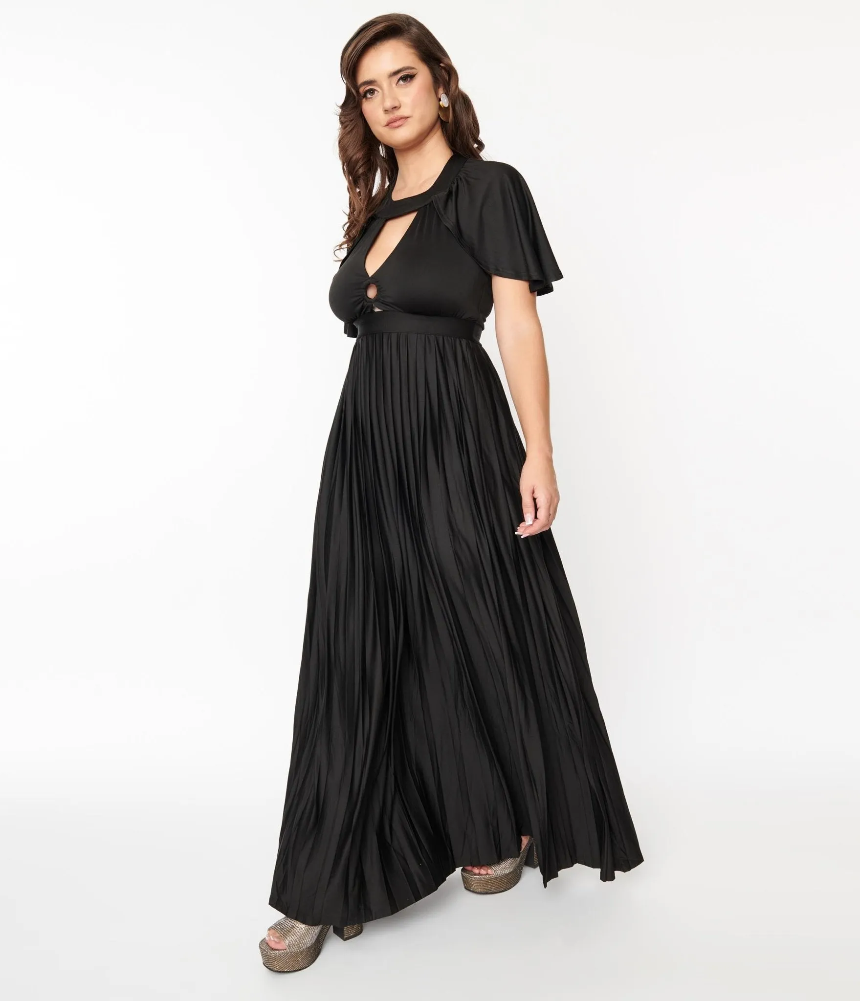 Petite Black Polka Dot Maxi Dress Nellie