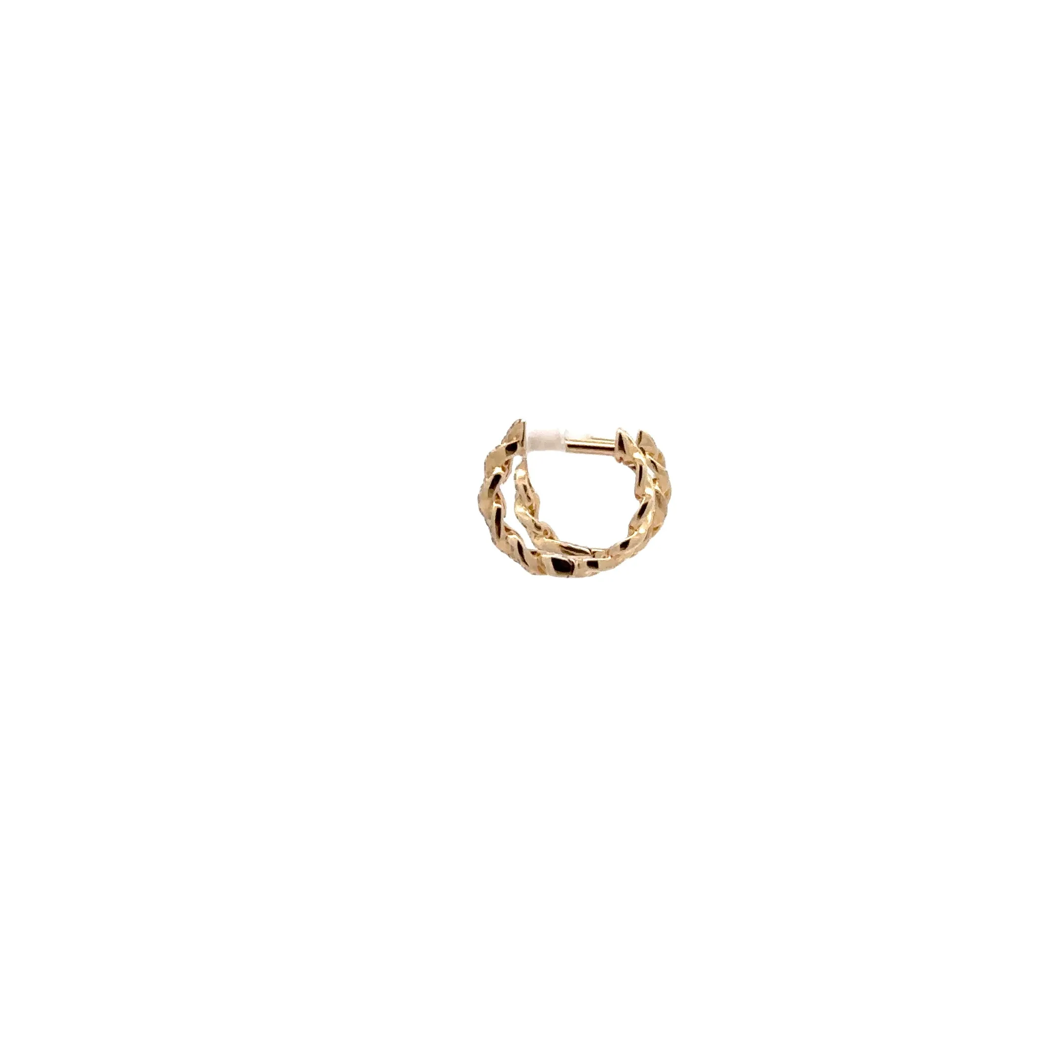 14kt Gold Chain Huggie Hoop with Pave Diamond Detail