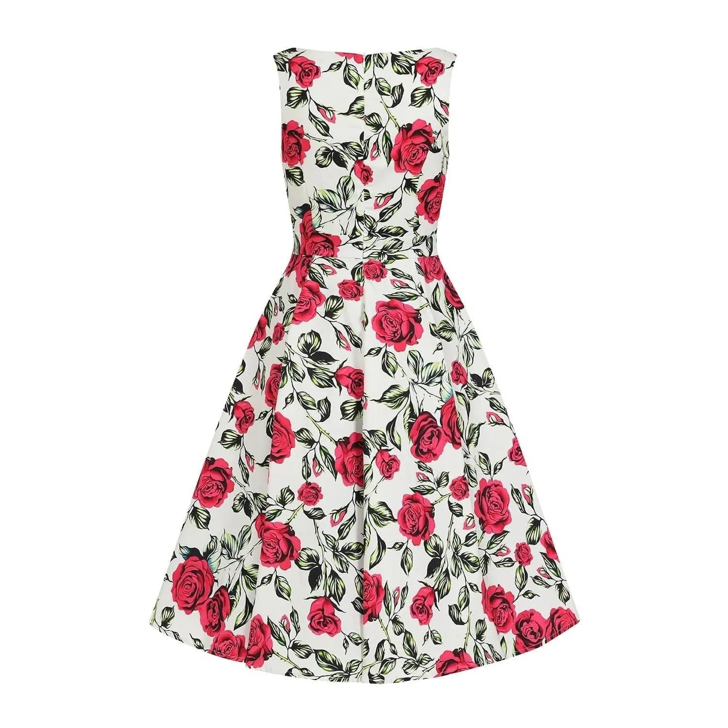 Floral White Rose Audrey Rockabilly Dress