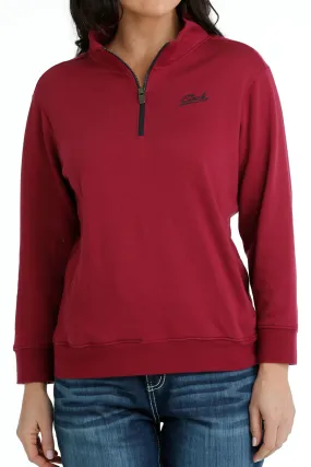 Cinch Women Burgundy 1/4 Zip Pullover