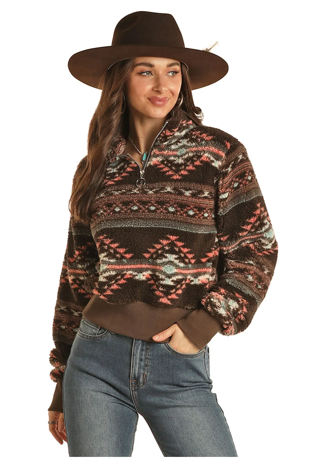 Panhandle Slim Women Chocolate Aztec Pullover