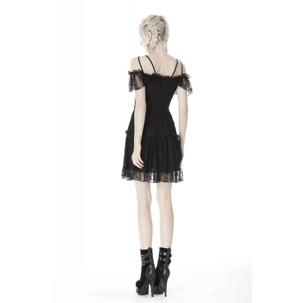 Women's Gothic Star-line Chest Short Sleeved Lace Dresses