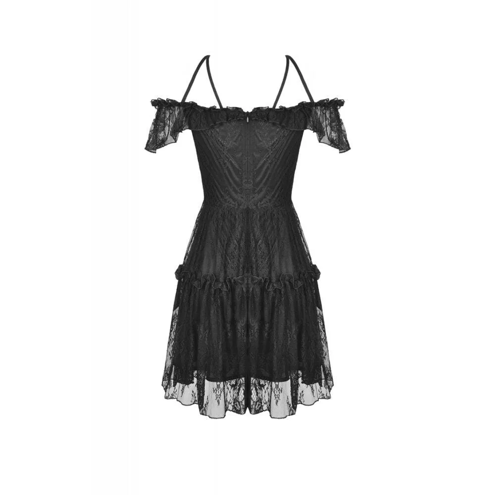 Women's Gothic Star-line Chest Short Sleeved Lace Dresses