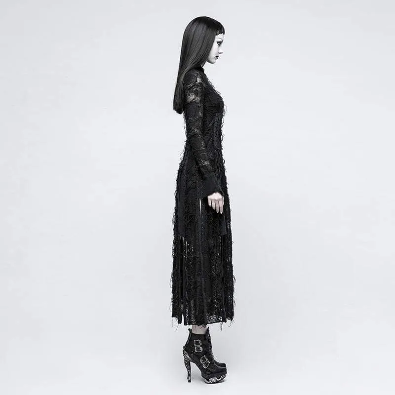 Women's Grunge Floral Long Sleeved Lace Dresses