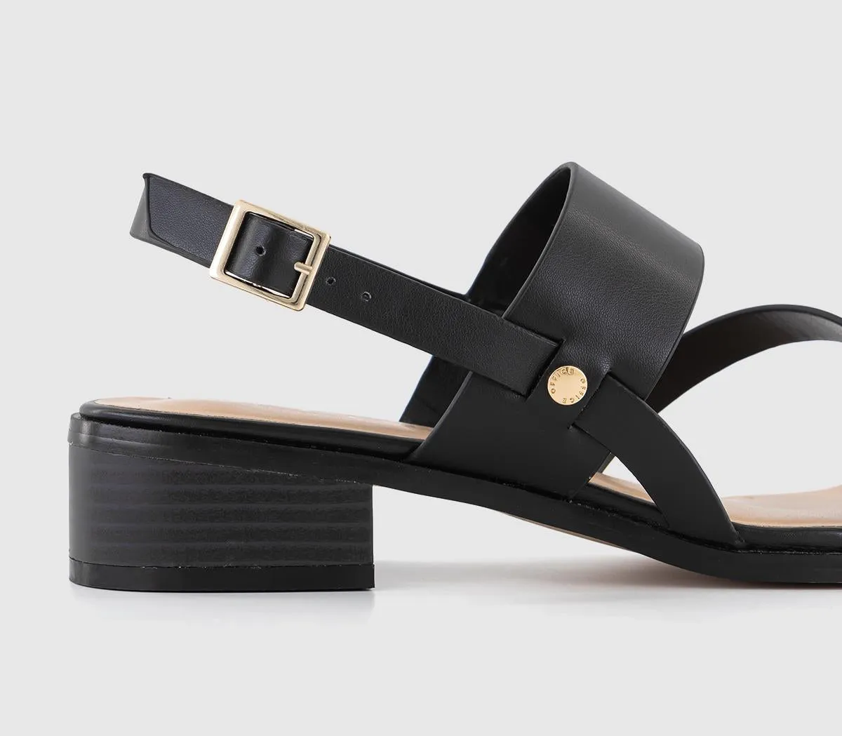 Womens Black Low Block Heels with Cross Straps