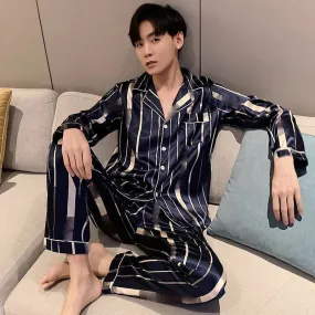 Xituodai Men Comfortable Pyjamas Set 3XL 4XL 5XL Long Sleeve Casual Home Wear Spring Autumn Silk Boy Pajama Sets Leisure Sleepwe