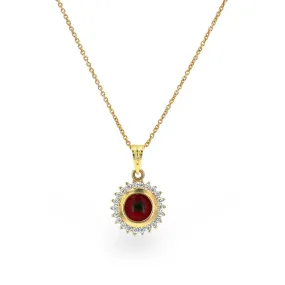 14K Yellow Gold Red Eye Pendant Necklace-04