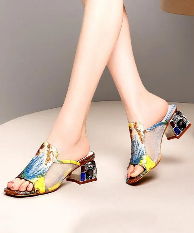 Yellow Zircon Mesh Slide Sandals