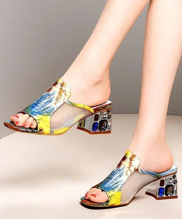 Yellow Zircon Mesh Slide Sandals