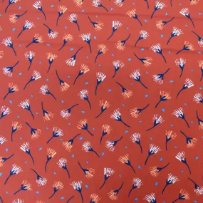 Wide Paper Cotton Poplin - Airy Flowers - Burnt Orange